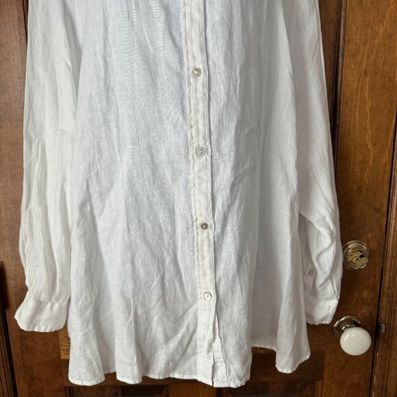 NWT H&M White Natural Linen Button-Down Blouse Size 3XL - Picture 3 of 16